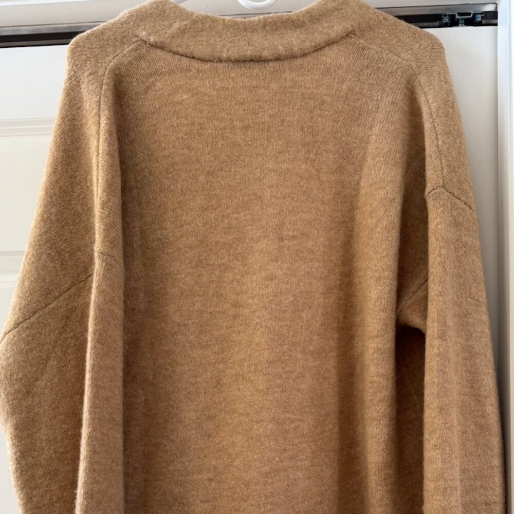 LOFT Camel Open Front Cardigan Large Long Cozy Sweater - Picture 5 of 6